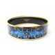 NEUF BRACELET HERMES LARGE IMPRIME LIONS 15CM EMAIL BLEU PLAQUE OR ENAMEL 505€