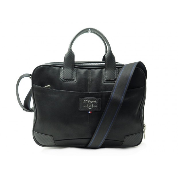 SACOCHE ST DUPONT PORTE DOCUMENTS TOILE & CUIR NOIR BANDOULIERE BRIEFCASE 490€