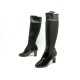 BOTTES LOUIS VUITTON REVIVAL 38.5 EN CUIR AGNEAU & VERNIS NOIR HIGH BOOTS 1500€