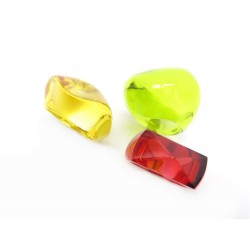 NEUF LOT DE 3 BAGUES BACCARAT TAILLE 53 CRISTAL VERT ROUGE JAUNE NEW RING 900€