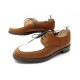 CHAUSSURES HERMES 42 DERBY GOLF HOMME EN CUIR BICOLORE GOLD ET BLANC SHOES 1200€