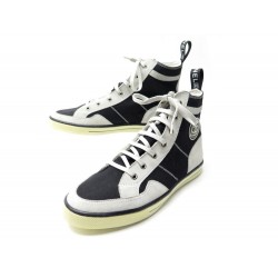 NEUF CHAUSSURES CHANEL BASKETS G25928 8 41 TOILE & DAIM BICOLORE SNEAKERS 1150€