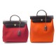 SAC A MAIN HERMES HERBAG 30CM CUIR 2 TOILES ORANGE & ROUGE CANVAS HAND BAG 2550€