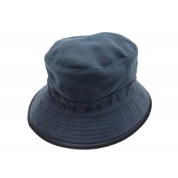 NEUF CHAPEAU HERMES BOB BRODE MOTIF H T57 MIXTE POLYESTER BLEU MARINE HAT 290€