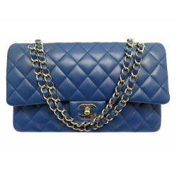 SAC A MAIN CHANEL TIMELESS CLASSIQUE MEDIUM CUIR MATELASSE BLEU HANDBAG 8250€