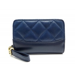 NEUF PORTE MONNAIE CHANEL EN CUIR MATELASSE BLEU + BOITE NEW LEATHER WALLET 620€