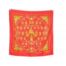 FOULARD HERMES SESAME PHILIPPE LEDOUX CARRE 90 EN SOIE ROUGE SILK SCARF 410€