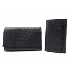 NEUF LOT PORTE MONNAIE LONGCHAMP LE FOULONNE + ETUI CLE EN CUIR NOIR WALLET 150€