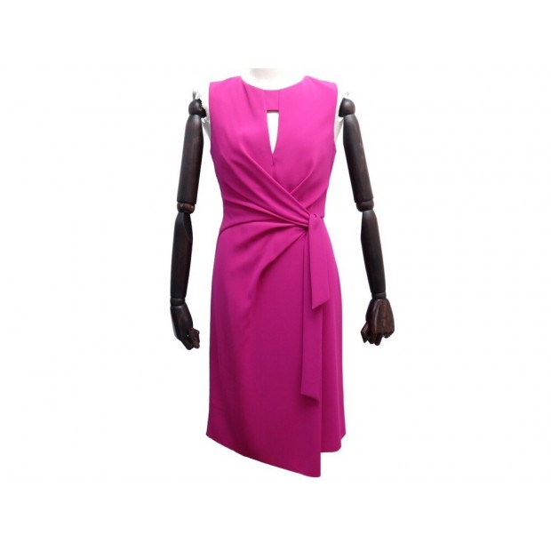 ROBE DRAPEE SANS MANCHES PAULE KA M 38 EN CREPE FUSHIA ROSE DRESS 600€