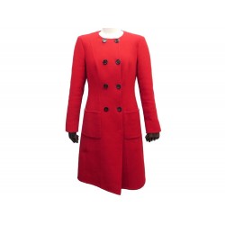 NEUF MANTEAU LONG CHRISTIAN DIOR M 38 EN LAINE ROUGE NEW RED WOOL COAT 3980€