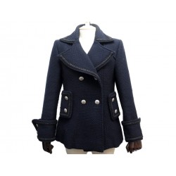 NEUF MANTEAU CHANEL CABAN P36637 L 42 BOUTONS LOGO CC TWEED LAINE NEW COAT 6290€