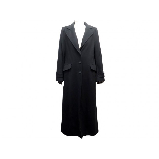 NEUF MANTEAU LONG LEONARD M 38 EN CACHEMIRE NOIR NEW BLACK CASHMERE COAT 3900€