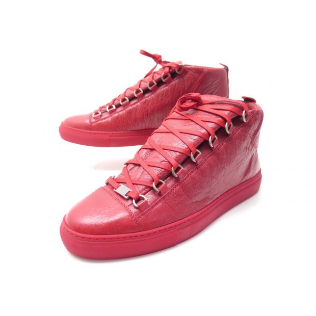 NEUF CHAUSSURES BALENCIAGA BASKETS ARENA 43 CUIR ROUGE 412381 NEW SNEAKERS 450€