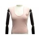 NEUF HAUT CHANEL TOP DEBARDEUR BROCHE FLEUR S 34 EN CACHEMIRE ROSE NEW 2200€