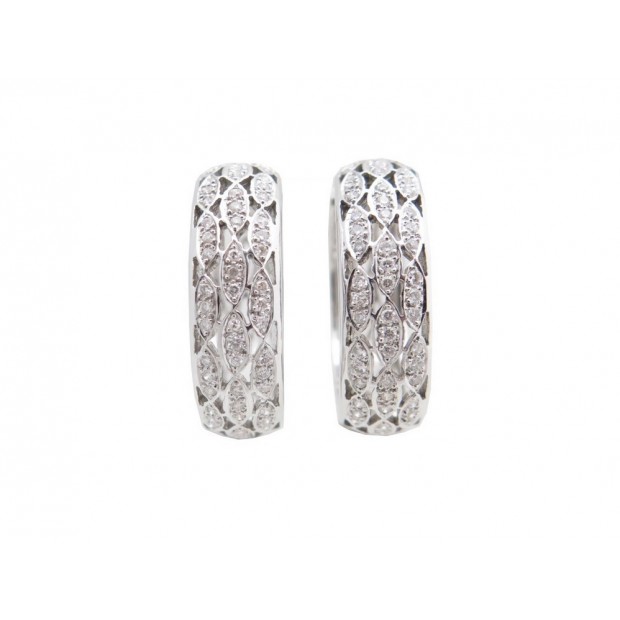 BOUCLES D'OREILLES CREOLES EN OR BLANC 18K 15.1 GR 98 DIAMANTS 0.49 CT EARRINGS