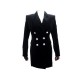 NEUF ROBE COURTE BALMAIN S 36 EN VELOURS NOIR DOUBLE BOUTONNAGE NEW DRESS 1790€