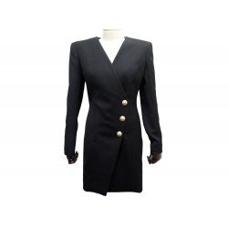 NEUF ROBE COURTE BALMAIN S 36 EN LAINE NOIR BOUTONS DORES NEW BLACK DRESS 1790€