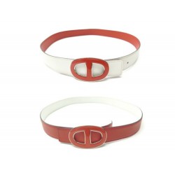 CEINTURE HERMES REVERSIBLE T85 BOUCLE CHAINE D'ANCRE ROUGE 32MM CUIR BELT 695€