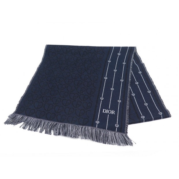 NEUF ECHARPE CHRISTIAN DIOR CD COEUR EN LAINE BLEU MARINE BOITE NEW SCARF 420€