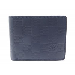 NEUF PORTEFEUILLE VUITTON SLENDER EN CUIR DAMIER INFINI BLEU MARINE WALLET 430€