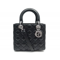 NEUF SAC A MAIN CHRISTIAN DIOR LADY M CUIR CANNAGE NOIR BANDOULIERE BAG 3900€