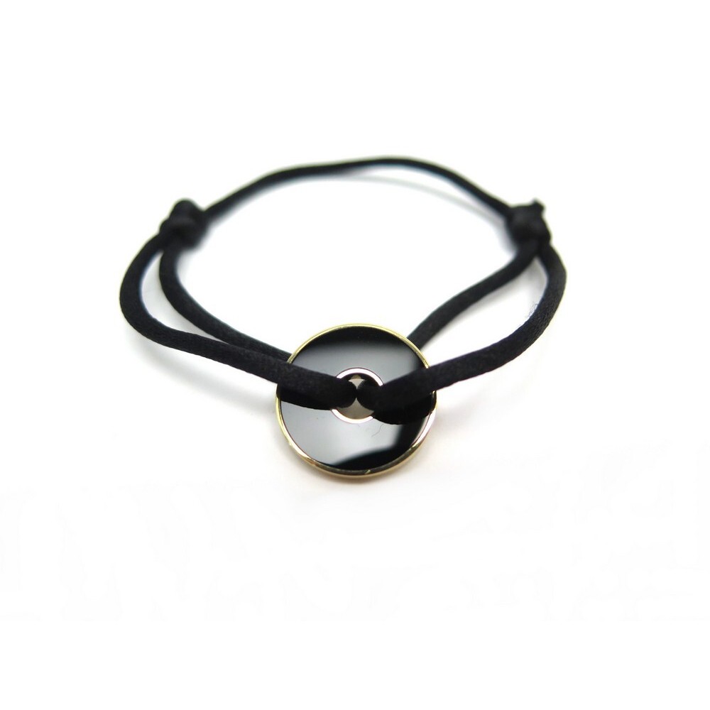 Menottes dinh van R12 bracelet in white gold on cord - Lepage