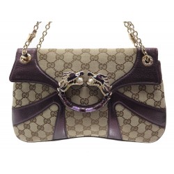 SAC A MAIN GUCCI 135963 TOM FORD DRAGON EDITION LIMITEE TOILE CUIR VIOLET 1240€