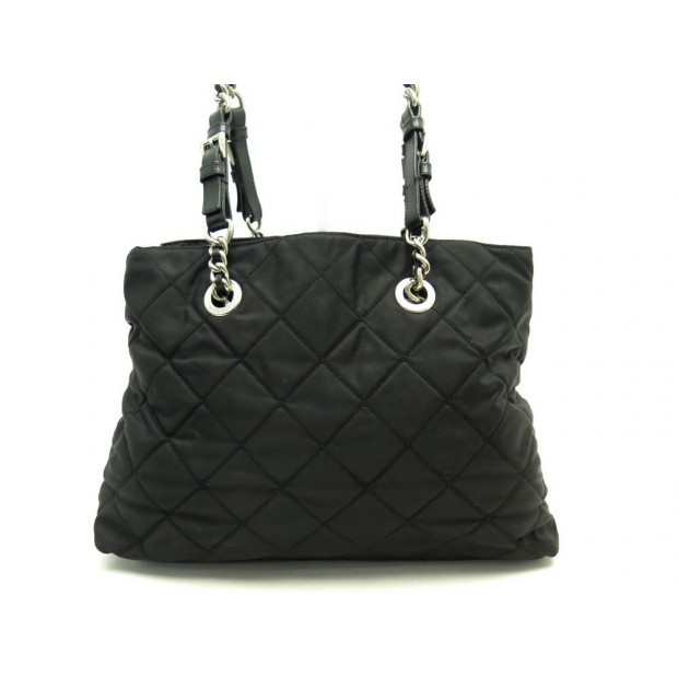 SAC A MAIN PRADA EN TOILE NYLON MATELASSE NOIR BLACK QULTED CANVAS HAND BAG 990€