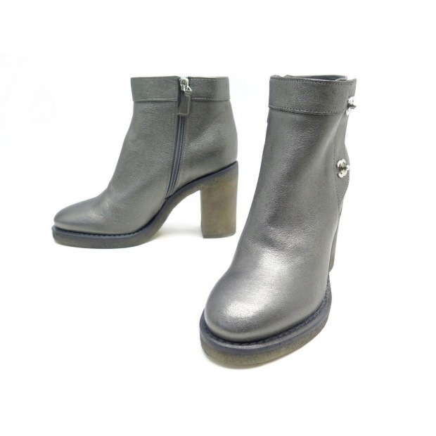 NEUF CHAUSSURES CHANEL BOTTINES FERMOIR TIMELESS G31285 38 LOGO CC BOOTS 1400€