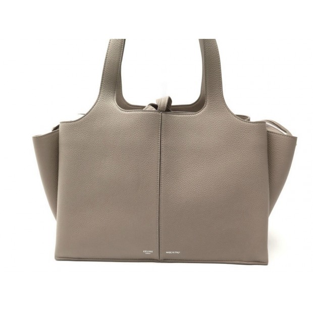 NEUF SAC A MAIN CELINE TRI-FOLD SMALL CUIR GRAINE TAUPE LEATHER HAND BAG 2100€