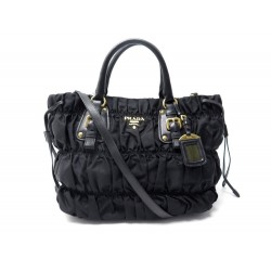 SAC A MAIN PRADA CABAS EN TOILE NYLON GAUFRE & CUIR BANDOULIERE HAND BAG 1850€