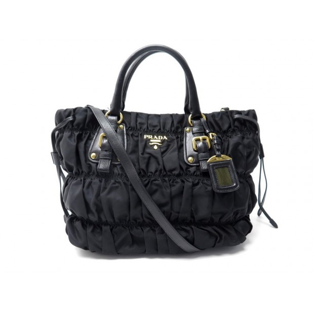 SAC A MAIN PRADA CABAS EN TOILE NYLON GAUFRE & CUIR BANDOULIERE HAND BAG 1850€