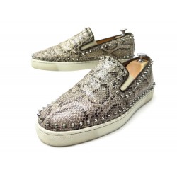 CHAUSSURES CHRISTIAN LOUBOUTIN BASKETS PIK BOAT 44 CUIR FACON SERPENT SHOES 745€