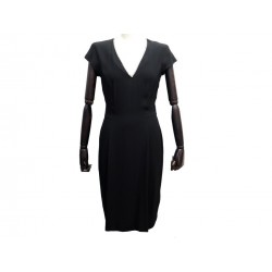 NEUF ROBE SAINT LAURENT COL CHAINE M 38 EN VISCOSE NOIR NEW BLACK DRESS 1890€