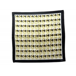 FOULARD CHRISTIAN DIOR COEUR EN SOIE NOIRE ET BLANC CARRE 55CM SILK SCARF 210€