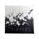 FOULARD SOIE CHANEL CARRE 90 PERLES PLUIE DE DIAMANTS NOIR BLANC SILK SCARF 450€