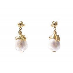 BOUCLES D'OREILLES LOUIS VUITTON PERLES DAMIER LOGO LV DORE PEARLS EARRINGS 390€