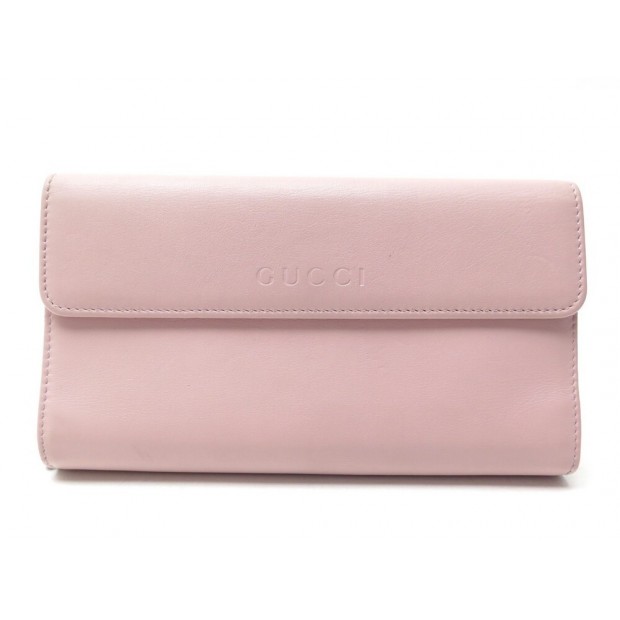 PORTEFEUILLE GUCCI COMPAGNON 347112 CUIR ROSE PORTE MONNAIE LEATHER WALLET 435€