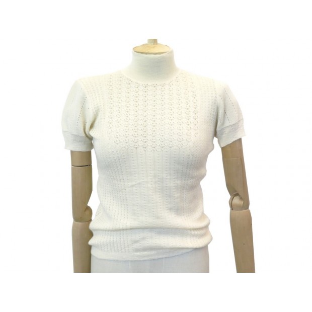 NEUF PULL LOUIS VUITTON A MANCHES COURTES M 38 CACHEMIRE ECRU CASHMERE TOP 1300€