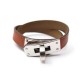 BRACELET HERMES KELLY DOUBLE TOUR 17 CM EN CUIR ORANGE & PALLADIE LEATHER 480€