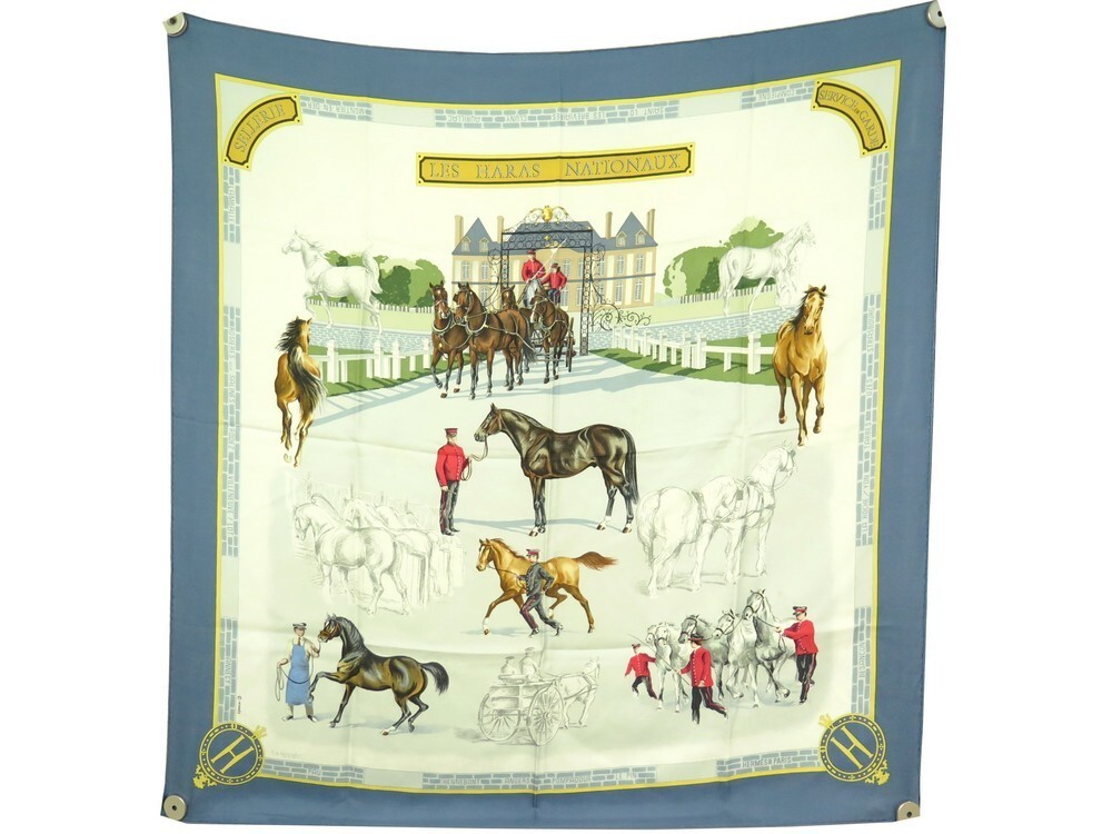【HERMES】カレ90LES HARAS NATIONAUX foulard hermes les haras nationaux carre 90 watrigant