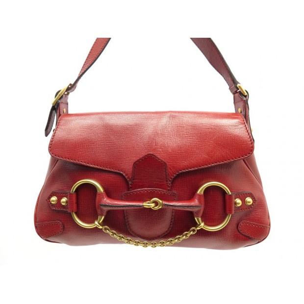 SAC A MAIN GUCCI HORSEBIT 114915 CUIR GRAINE ROUGLE RED LEATHER HAND BAG 1590€