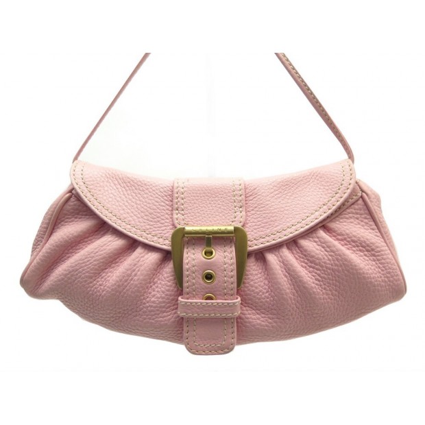 SAC A MAIN CELINE POCHETTE BUCKLE CUIR GRAINE ROSE LEATHER HAND BAG POUCH 1500€