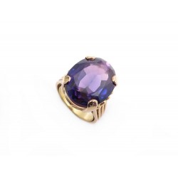 BAGUE SERTIE PIERRE AMETHYSTE T49 EN OR JAUNE 18K 11GR YELLOW GOLD AMETHYST RING