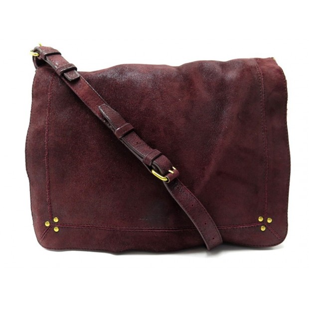 SAC A MAIN JEROME DREYFUSS ALBERT 32CM BANDOULIERE DAIM BORDEAUX HAND BAG 990€