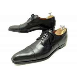 CHAUSSURES SANTONI 6523 DERBY 6.5 IT 41.5 FR CUIR NOIR BLACK LEATHER SHOES 680€