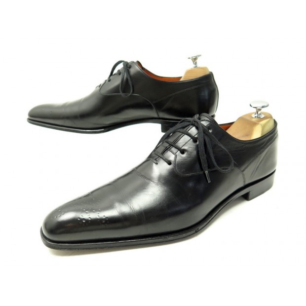 CHAUSSURES SANTONI 6522 BOUT FLEURI RICHELIEU 6.5 IT 41.5 FR EN CUIR SHOES 495€