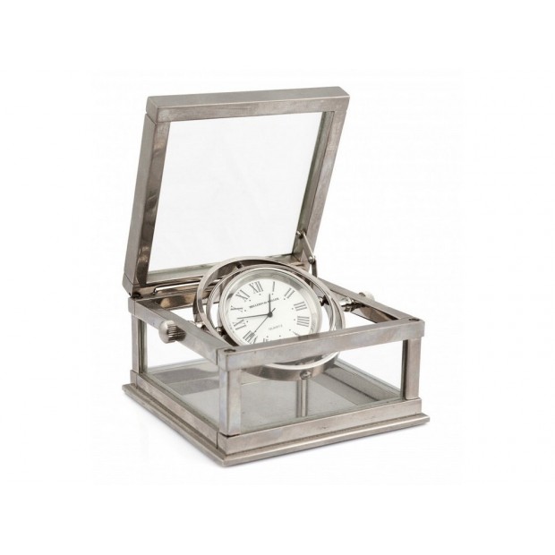 PENDULETTE DE TABLE MELLERIO DITS MELLER GYROSCOPE QUARTZ METAL ARGENTE CLOCK