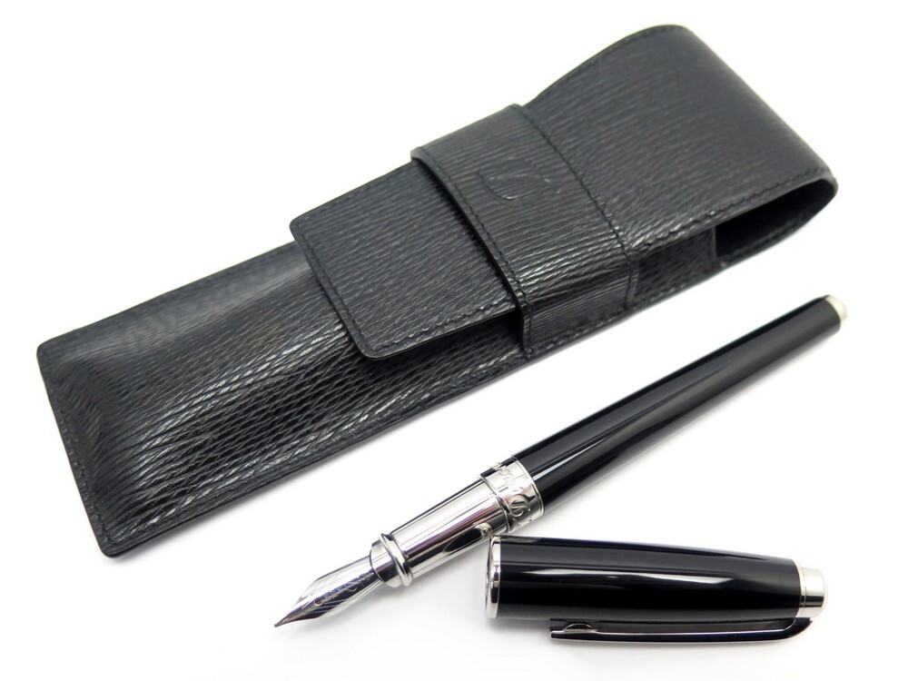 Stylo Plume ST Dupont Olympio - Laque Noire, Plume Or 14K Taille M, 135 Mm, Occasion