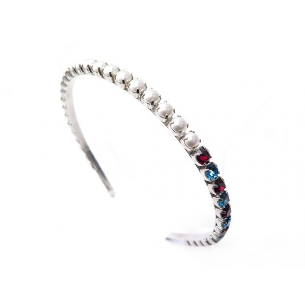 SERRE TETE MIU MIU BANDEAU METAL PERLES CRISTAUX STRASS ARGENTE BIJOUX TETE 390€